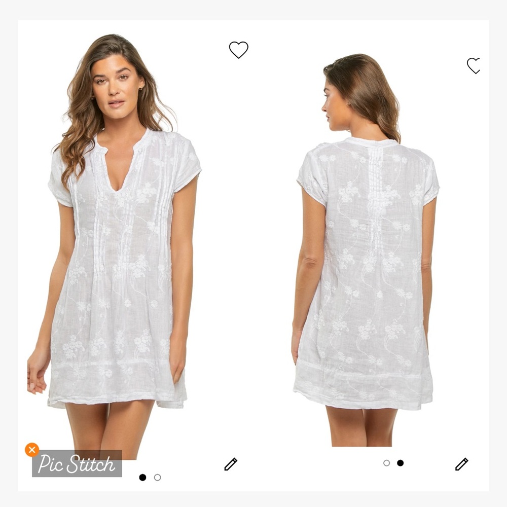 CP Shades Regina White Floral Linen Tunic